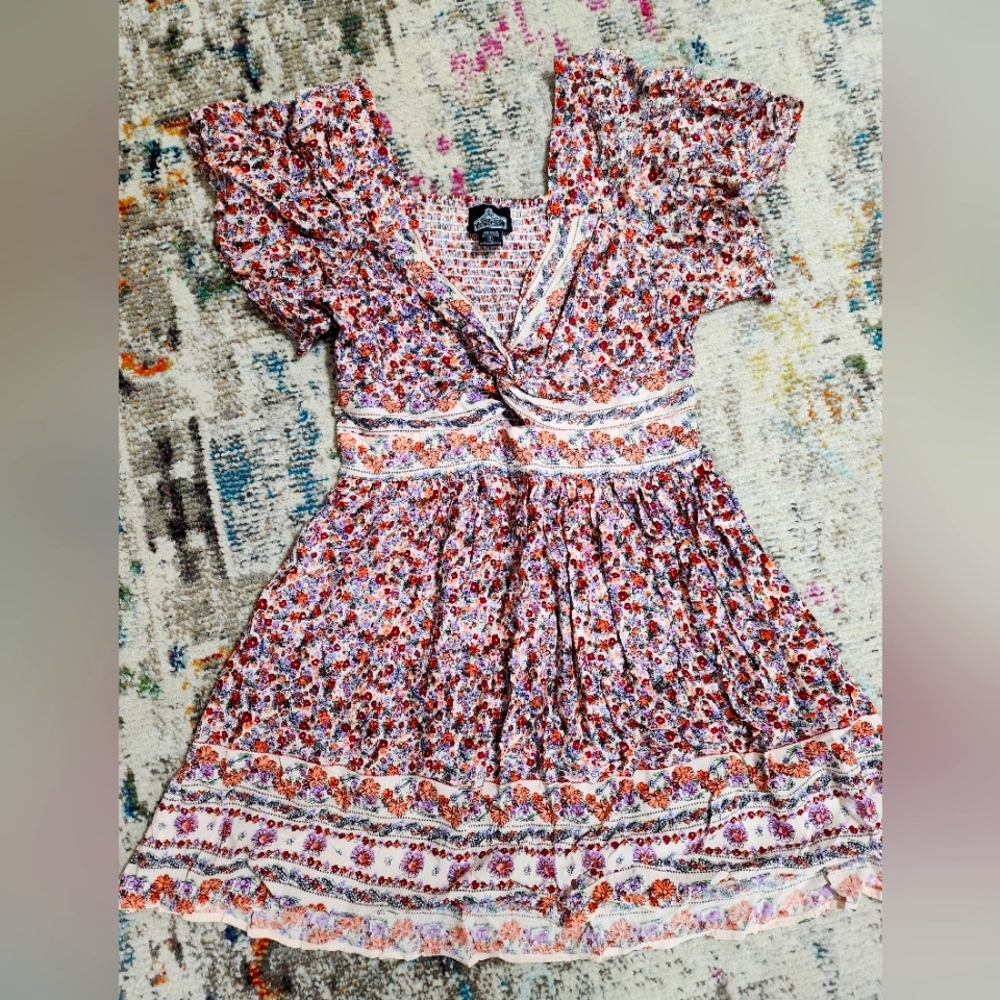 Cute multi color dress, size medium, floral print, large but could fit medium